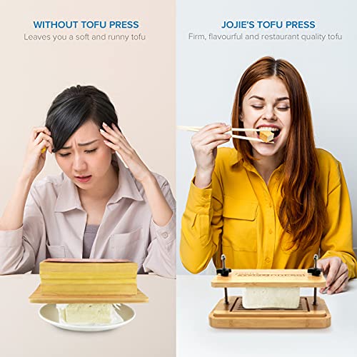 Joejis Juego de prensa de tofu de bambú con panel inferior y panel superior Tofu Presser - Kit de fabricación de tofu de goteo simple de madera