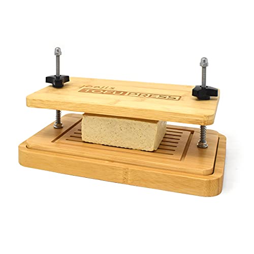 Joejis Juego de prensa de tofu de bambú con panel inferior y panel superior Tofu Presser - Kit de fabricación de tofu de goteo simple de madera