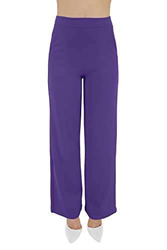 JOPHY & CO. Pantalón de mujer con bolsillos ligeros, cómodo de pierna ancha elástica de tela (cód. 6503), violeta, XL