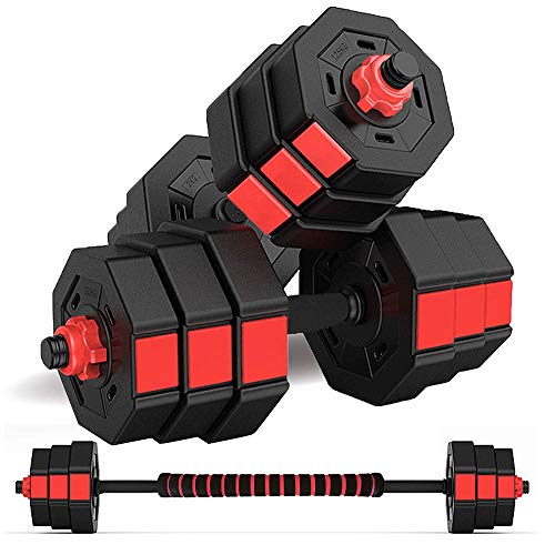 Juego de mancuernas Wolfyok, peso ajustable a 20 kg, equipo de fitness para hombres y mujeres, gimnasio, entrenamiento, con barra de conexión utilizada como pesas (par)