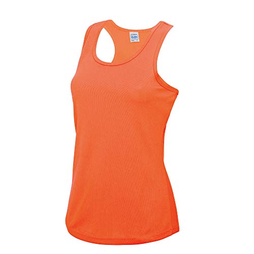 Just Cool- Camiseta de Tirantes Ajustada para Mujer (Pequeña (S)) (Naranja eléctrico)