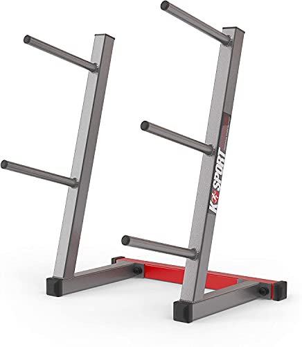 K-Sport: Soporte de peso de hasta 280 kg I soporte para discos de pesas con 5 barras de carga I soporte de entrenamiento para todos los discos de peso I dispositivos de fitness, incl. E-Book