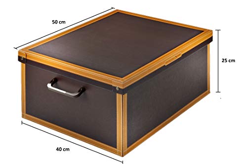 Kanguru Caja en Carton, para almacenamiento, con tapa, decorativa, regalo, Cuero, 50x40x25 cm