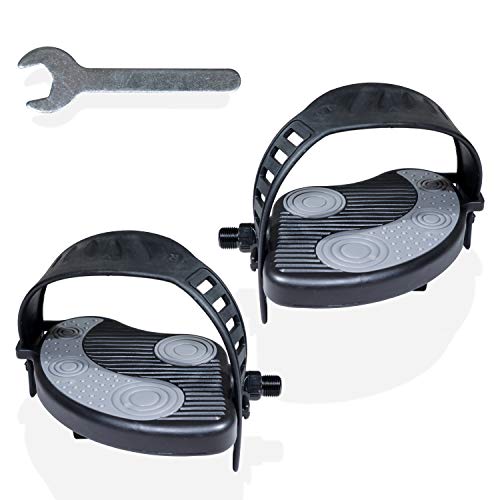 Katai - 1 par de pedales de repuesto para bicicleta estática con correas de PVC duraderas - 9/16 pulgadas de rosca resistente - Pedales de ciclismo estacionarios de giro
