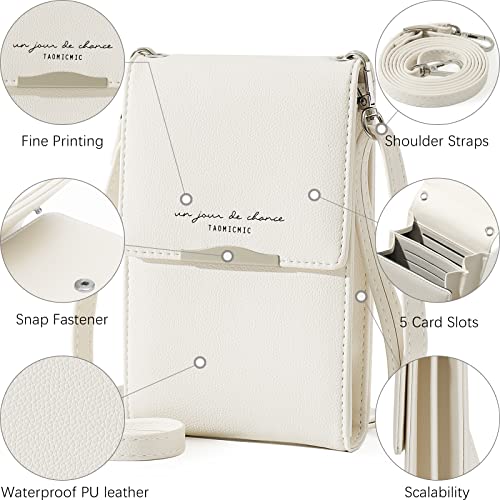 Katech Bolso de mano para mujer pequeño, bolso de ciudad, bolso de hombro, multifuncional, con muchos compartimentos y compartimentos para tarjetas, Blanco, 11 x 4 x 17.5 cm ( L*B*H )