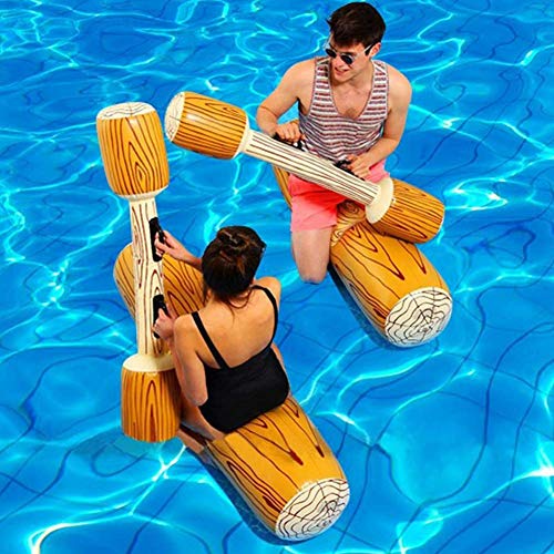 Keenso PVC Deportes acuáticos Piscina Playa Juego de Batalla Flotador Inflable Forma de Madera Flotador Juguete Inflable Jugar Colisión en Barco Piscina de Playa al Aire Libre Juguete