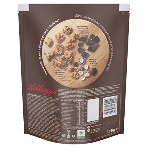 Kellogg's Granola Extra Chocolate - Crujientes granolas de avena con chocolate y avellanas - Cereales - Paquete 375 g