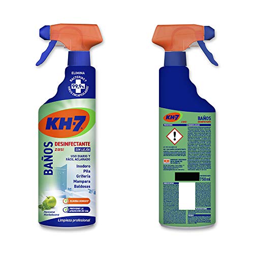 KH-7 Limpiador Baños Desinfectante, Máxima eficacia, Previene la cal, el moho, y elimina 99,9% bacterias, virus encapsulados y hongos, Sin lejía - Pulverizador 750ml