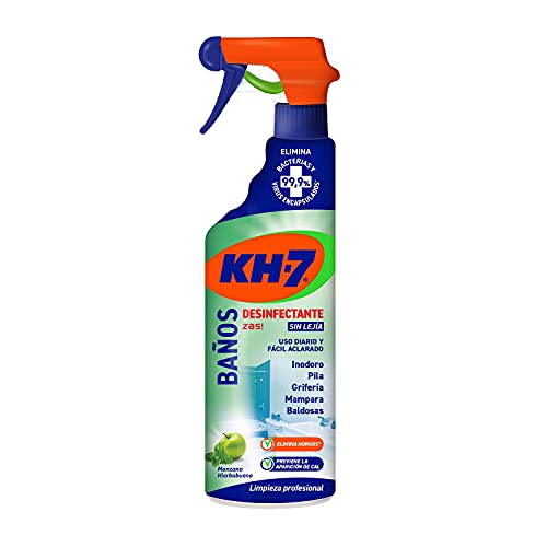 KH-7 Limpiador Baños Desinfectante, Máxima eficacia, Previene la cal, el moho, y elimina 99,9% bacterias, virus encapsulados y hongos, Sin lejía - Pulverizador 750ml