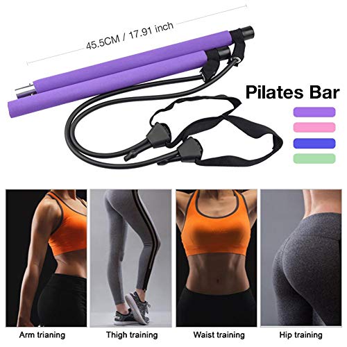 Kit de barra de Pilates portátil con banda de resistencia Kit de barra de Pilates para yoga Barra de Pilates para moldear el cuerpo Barra de Pilates para la línea de la cadera con correa para el pie