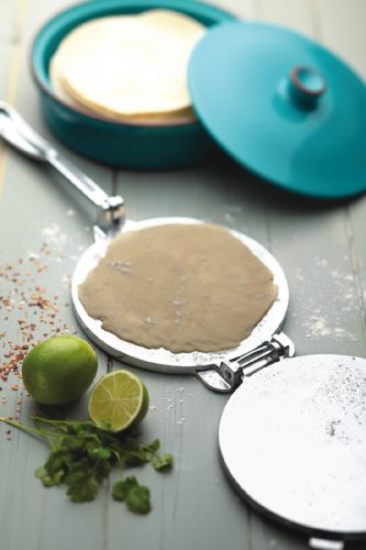 KitchenCraft - World of Flavours - Prensa de Tortillas Mexicanas en Caja de Regalo, Aluminio, 20 x 20 x 9 cm