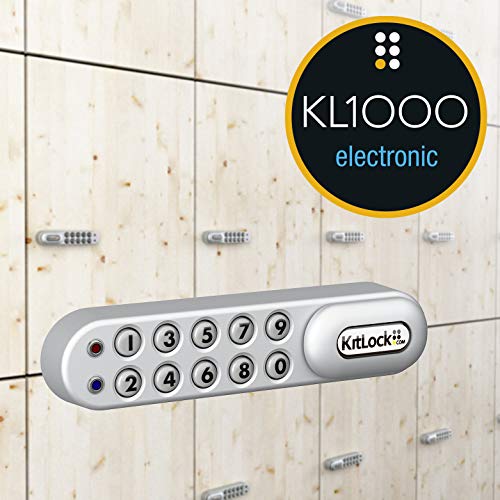 KitLock Cerradura electrónica KL1000, para taquillas y muebles, sin llave, con cerradura de combinación, horizontal para zurdos, color plateado