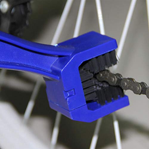 KLAS REMO Cepillo para Limpiar la Cadena de Las Moto Bicicleta Bici Herramienta Limpieza Engranajes, Cepillos Limpiador Moto Bici - Azul