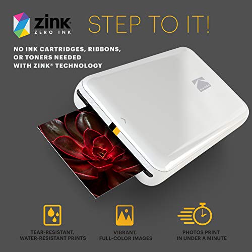Kodak Step Impresora Móvil com Tecnologia Zink - Imprime Fotos Adhesivas de 2X3 Pulgadas Desde Cualquier Dispositivo Comnfc o Bluetooth - Blanco