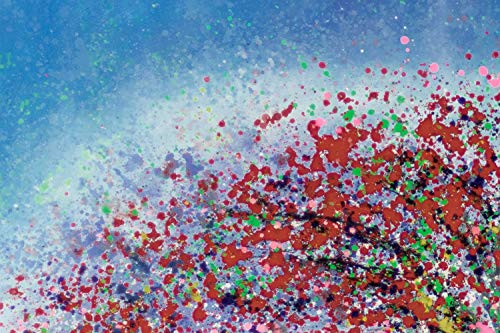 Kunstloft® Extraordinario Cuadro al óleo 'Despertar primaveral' 200x100cm | Original Pintura XXL Pintado a Mano sobre Lienzo | Flores del árbol Rojo Azul | Mural de Arte Moderno en una Pieza