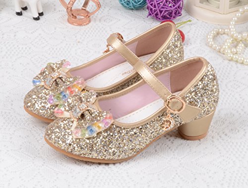 La Vogue Zapatos Zapatilla con Lentejuela Para Niña Princesa Fiesta Dorado Color 28/Longitud Interior 18.5CM