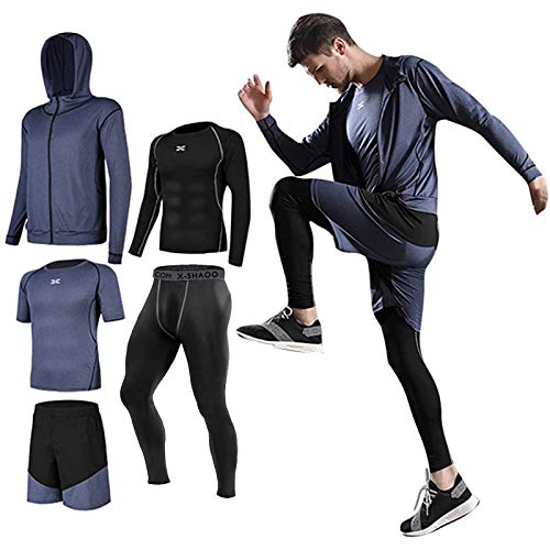 Lachi Juego de 5 piezas de entrenamiento para hombre ropa de gimnasio para correr