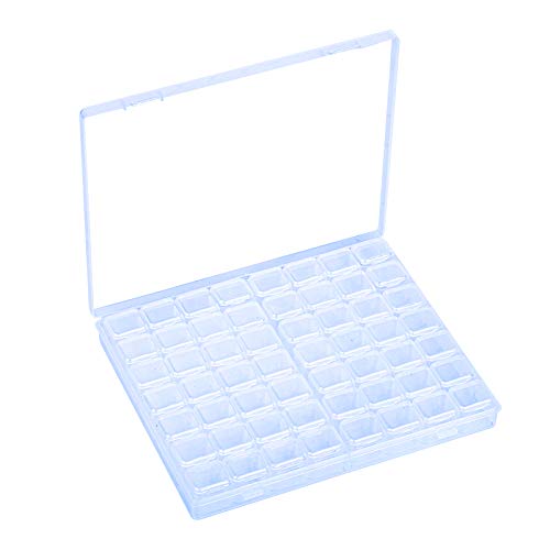 LAITER 1 Pcs Caja de Almacenamiento con 56 Compartimentos Plástico Transparente Extraíbles Ajustable Multiusos para Guardar Uñas Joyas Cuentas Accesorios de Pintura Pendientes Joyería Botones