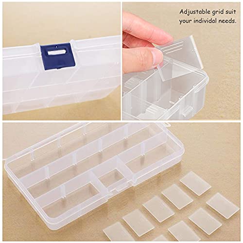 Lamondre 6 Piezas Caja de Almacenamiento Caja Compartimentos de Plástico (15 Compartimentos), Ajustable Caja de Almacenamiento de plástico Joyería