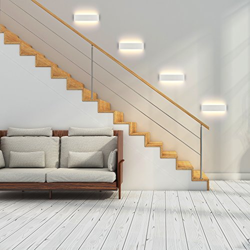 Lámpara de pared LED para interior, 2 unidades, 12 W, más brillante, moderna, perfecta para dormitorio, salón, escaleras y baño, luz blanca cálida