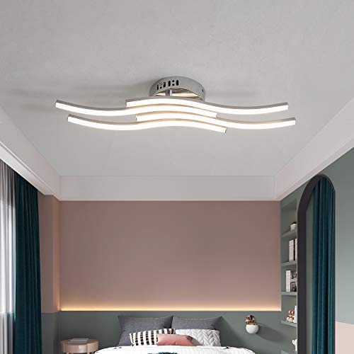 Lámpara de techo LED, Lampara techo, 4000K blanco neutro, 24W 2000 Lumen, óptica de aluminio, blanco acrílico, ondulado, luz de techo moderno para salas de estar y dormitorios (Luz Blanca Neutra)