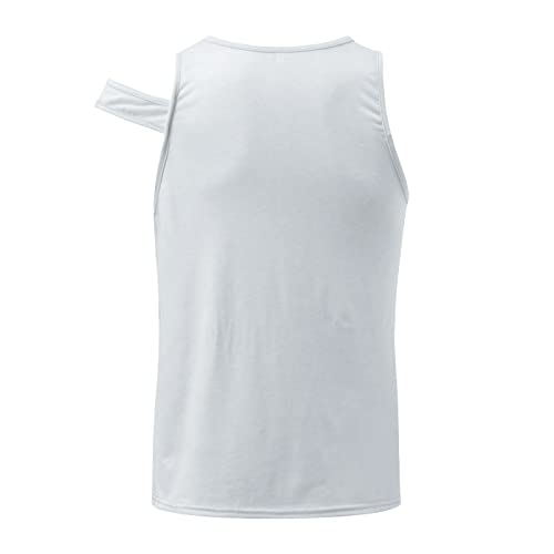 LAOSU Camiseta de tirantes para hombre y mujer, de verano, transpirable, sin mangas, color liso, 03-blanco, L