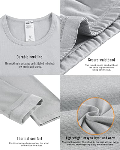LAPASA - Conjuntos Ropa Térmica Mujer Camiseta Térmica Manga Larga Malla Termica Ropa Interior Invierno L17 M Gris