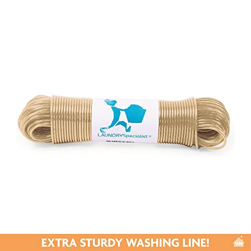 LaundrySpecialist® Cuerda DE Tender Ropa de 35 Metros con núcleo de Acero – más Resistente y más Larga