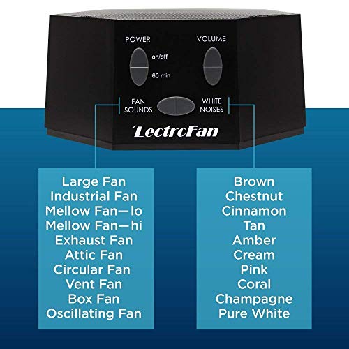 LectroFan - Máquina de Ruido Blanco con Sonidos de Ventilador y Temporizador (Negro)