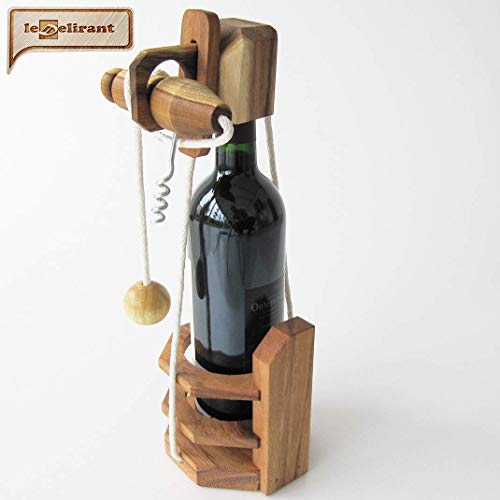 LEDELIRANT Rompecabezas DE Botella con SACACORCHOS Modelo 2 - Nivel 3/6 - Juego Puzzle Candado de Madera Maciza Eco-Responsable, Marca Francesa Le Délirant
