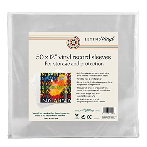 Legend Vinyl Fundas de vinilo exterior de plástico de 50 x 32,5 cm | Protector antiarrugas y duradero | Se adapta a la mayoría de Gatefold y doble LPs.