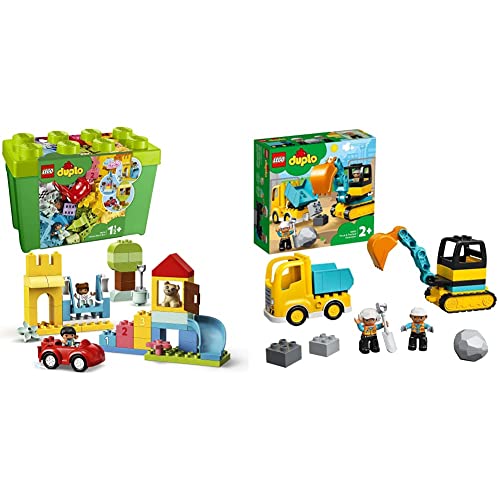LEGO 10914 Duplo Classic Caja de Ladrillos Deluxe, Juguete de Construcción Educativo para Niños y Niñas  + 1,5 años +  10931 Duplo Town Camión y Excavadora con Orugas Juguete de Construcción
