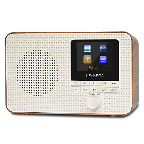 LEMEGA IR1 Radio por Internet WiFi portátil,Radio Digital Dab/Dab + /FM,Bluetooth,Reloj de Alarma Dual,60 preajustes,Salida de Auriculares,Pantalla a Color,baterías o alimentación de Red - Nogal