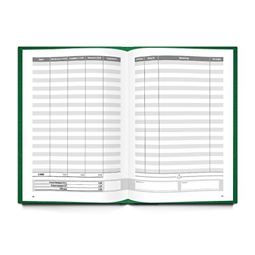 Libro de contabilidad verde (tapa dura A4, páginas en blanco): para una fácil visión de las finanzas y los ingresos y gastos.
