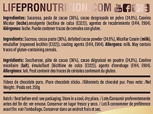 Life Pro Fit Food Protein Sticks Dark Chocolate | 24% Proteína | Sticks Proteicos Sabor Chocolate Negro | Sin azucares añadidos | Sin conservantes artificiales