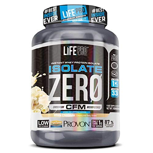 Life Pro Isolate Zero 1Kg | Suplemento Deportivo de Proteína de Suero Aislada, Suplemento Proteísnas para Mejora y Crecimiento del Sistema Muscular, Aumenta Resistencia, Sabor White Chocolate, 1 kg