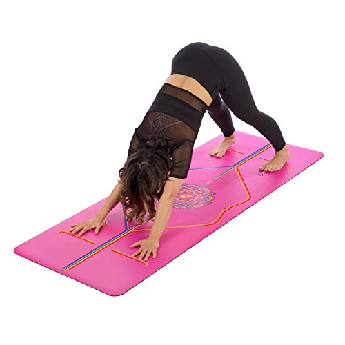 Liforme - Esterilla de yoga de viaje con tinta – Sistema de alineación patentado, antideslizante, ecológica y biodegradable, ultraligera, resistente al sudor, largo, ancho y grueso – rosa agradecido