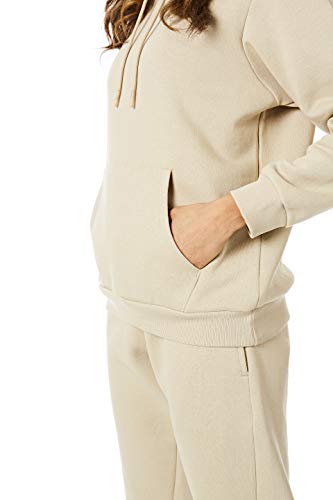Light & Shade LSLSWT005 - Sudadera con capucha para mujer con capucha suave al tacto, con capucha y capucha, color arena, talla mediana