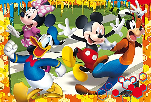 Lisciani Puzzle para niños, 4 puzles de 48 piezas 2 en 1, Doble Cara con reverso para colorear - Disney Mickey Mouse 86610