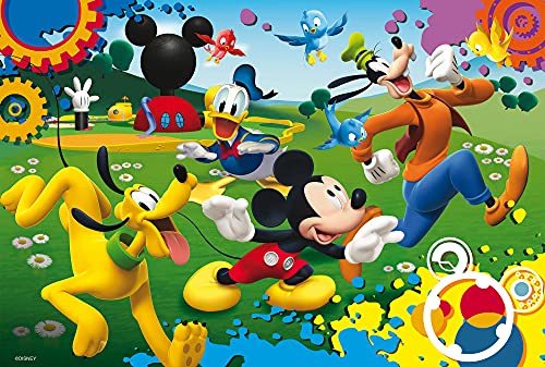 Lisciani Puzzle para niños, 4 puzles de 48 piezas 2 en 1, Doble Cara con reverso para colorear - Disney Mickey Mouse 86610