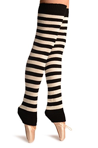 LissKiss Cream & Black Stripes Dance/Ballet Leg Warmers - Leg Warmers - Beige Calentadores moda Talla unica (75 cm)