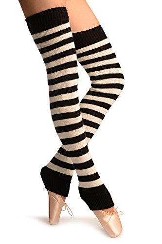 LissKiss Cream & Black Stripes Dance/Ballet Leg Warmers - Leg Warmers - Beige Calentadores moda Talla unica (75 cm)
