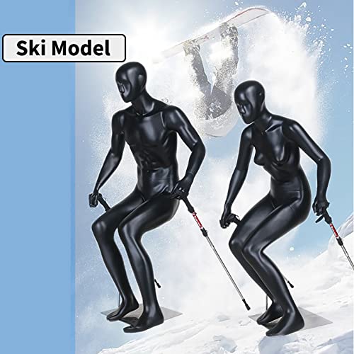 LJHU Maniquí Maniquí del Deporte del Esquí, Forma de Vestido Negro Duradero Resistente, Maniquí Maniquí para Tienda de Artículos Deportivos/Tienda de Ropa Deportiva/Hombre/Mujer (Size : Woman)