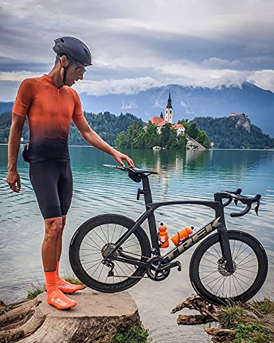 logas Maillot de ciclismo para hombre, manga corta, transpirable, de secado rápido, con 3 bolsillos, Naranja degradado, XL