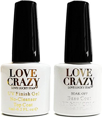 LoveCrazy® Base Coat y Top Coat, Esmaltes Semipermanentes para Uñas, 2pcs Kit de Manicura y Pedicura