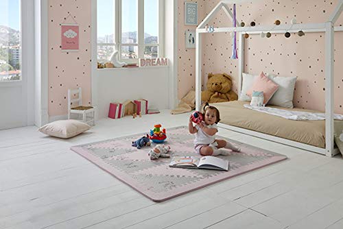 LuBabymats - Alfombra puzzle infantil para bebés de Foam (EVA), suelo extra acolchado para niños, color rosa y gris