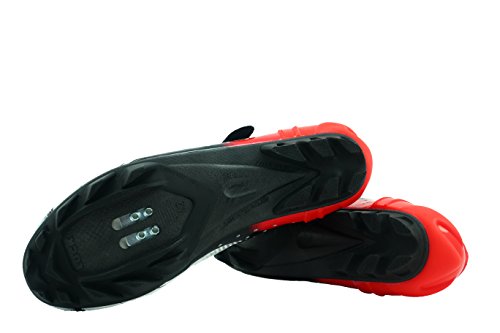 LUCK Zapatillas de Ciclismo Extreme 3.0 MTB,con Suela de Carbono y Triple Tira de Velcro de sujeción ademas de Puntera de Refuerzo. (Rojo, 37 EU)