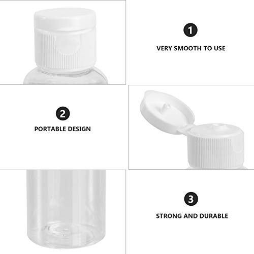 Lurrose - Bote de plástico vacío con tapa abatible para emulsión de gel de ducha de agua emoliente, 10 unidades de 50 ml