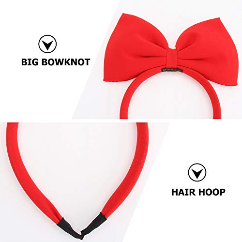 Lurrose Bowknot para niñas Diademas para el pelo de navidad Arco grande para el cabello Banda Fiesta Gorros (rojo)