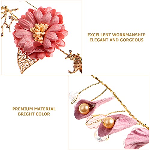 Lurrose Flor Nupcial Diadema Tela Floral Pelo Vid Dulce Oro Boda Accesorios para el Cabello para Mujeres Niñas